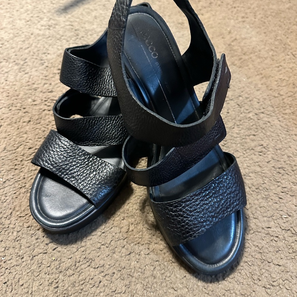 ECCO Women's Black Leather Sandals - Picture 2 of 3